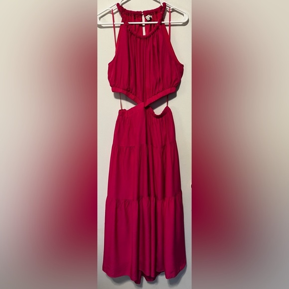 NWT Moon River Women's Pink Halter Neck Cut-Out Midi Dress Size L - Picture 2 of 9